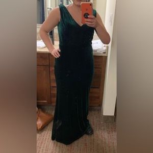 Emerald green velvet bridesmaids dress